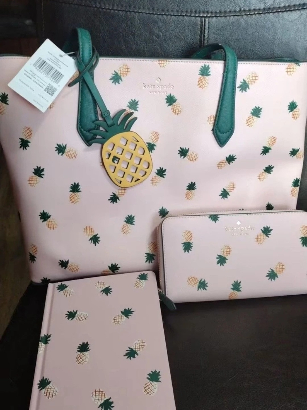 Kate Spade Pink Pineapple Tote - Pink with Green Accents NWT